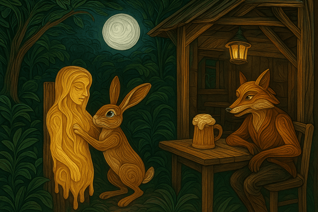 Conejo y la mona de cera