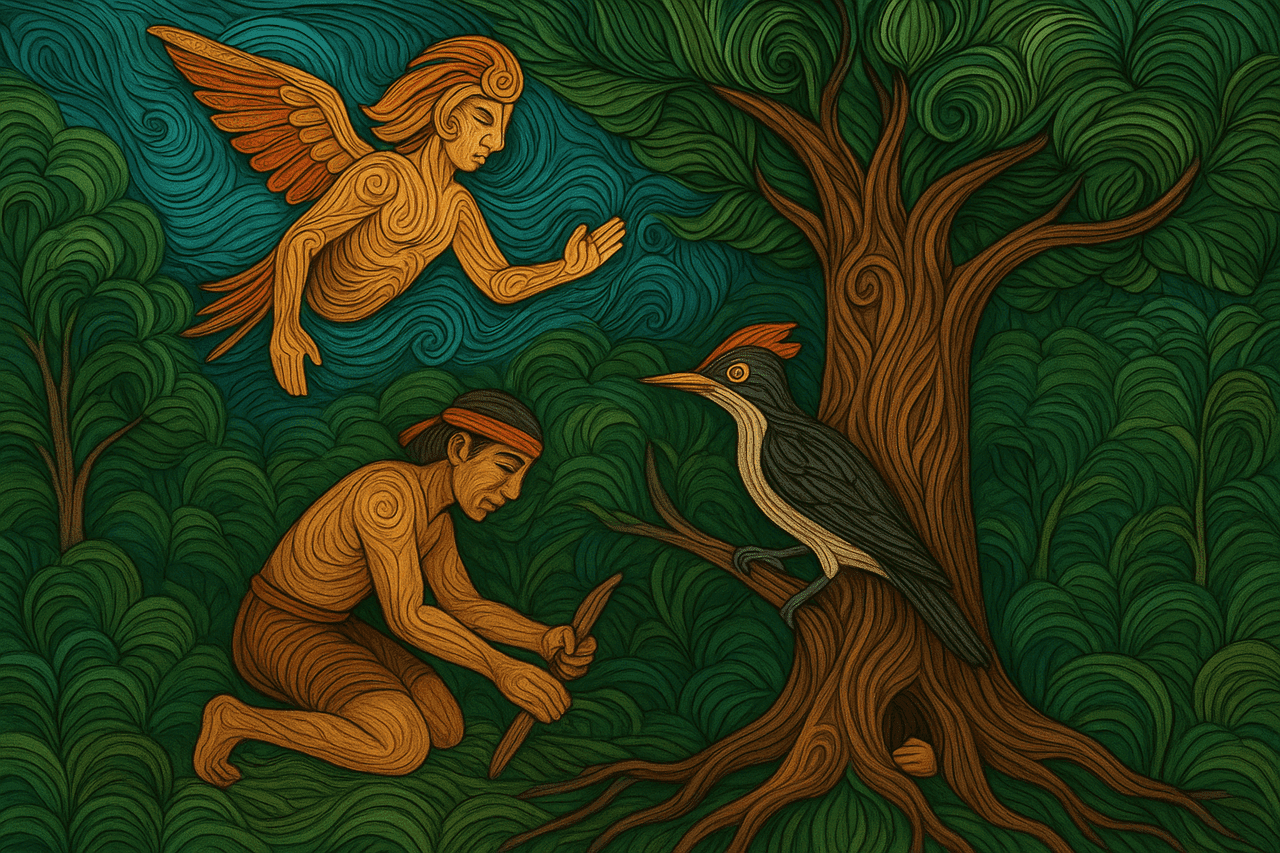 El hijo de Karagabí encerrado en el árbol