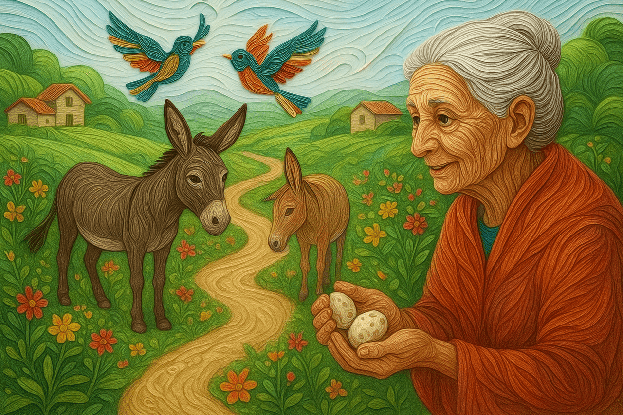 La vieja, el burro y los huevos