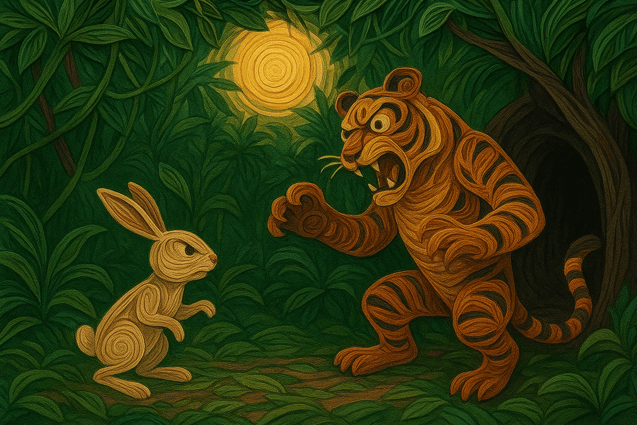 Peleas y aventuras entre el sobrino conejo y el tío tigre